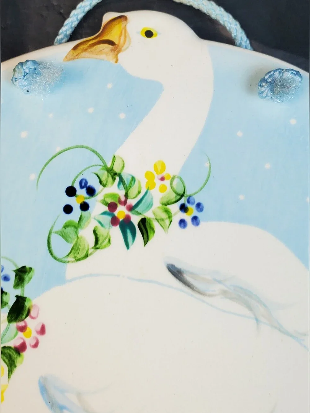 Stefan NY VTG Handmade Ceramic Painted Geese Hanging Trivet Cottagecore - GUC